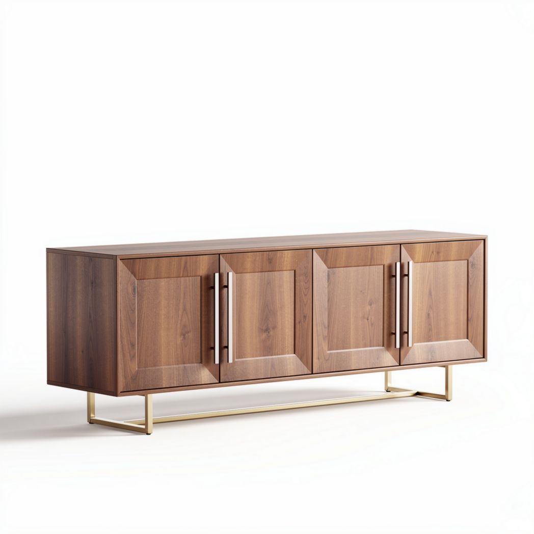 Stolik RTV w stylu nowoczesnym z drewna i metalu - 150 x 40 x 60cm