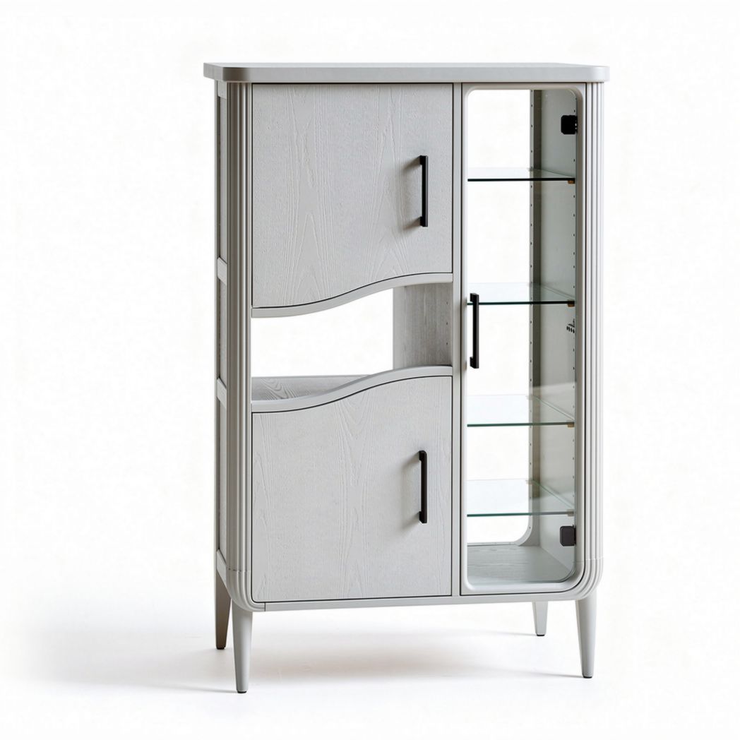 Szafka do przechowywania z przeszkleniem w nowoczesnym stylu z MDF - 70 x 40 x 130cm