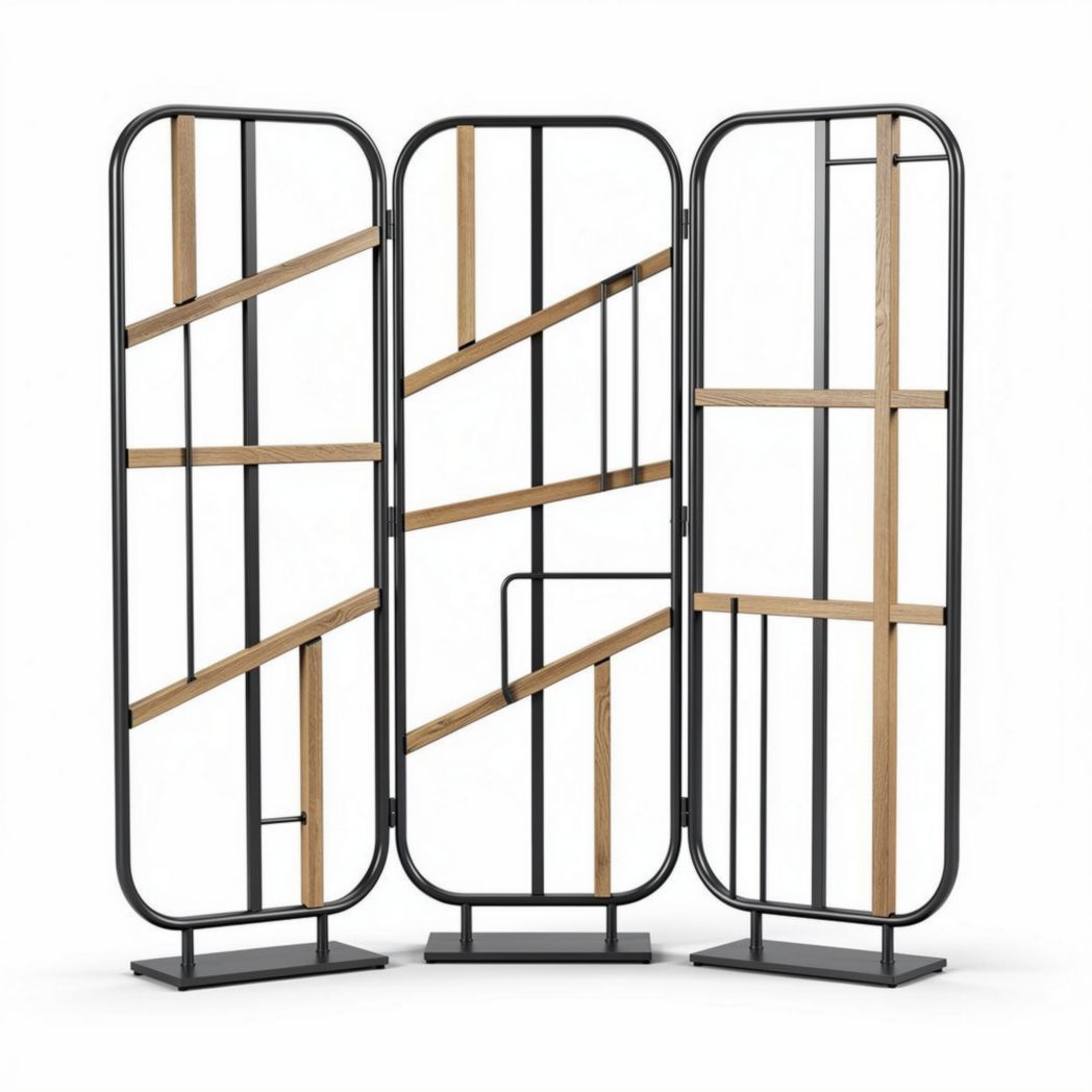 Parawan dekoracyjny z metalu do podziału przestrzeni - 180 x 40 x 150cm